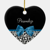 Leopard Print Dierenmotief  Blauw Boog Keramisch Ornament (Achterkant)