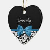 Leopard Print Dierenmotief  Blauw Boog Keramisch Ornament (Links)