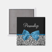 Leopard Print Dierenmotief  Blauw Boog Magneet (Voorkant / Achterkant)