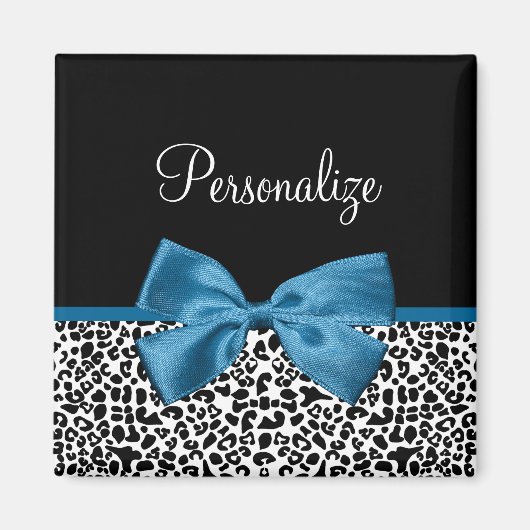 Leopard Print Dierenmotief  Blauw Boog Magneet (Voorkant)