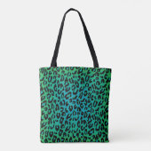 Leopard Print Dierenprint Stijlvol Turquoise Ombre Tote Bag (Achterkant)