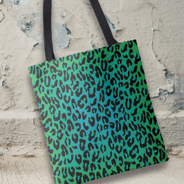 Leopard Print Dierenprint Stijlvol Turquoise Ombre Tote Bag