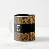 Leopard Print E monogram initiaal Coffee Mok Cup (Voorkant links)