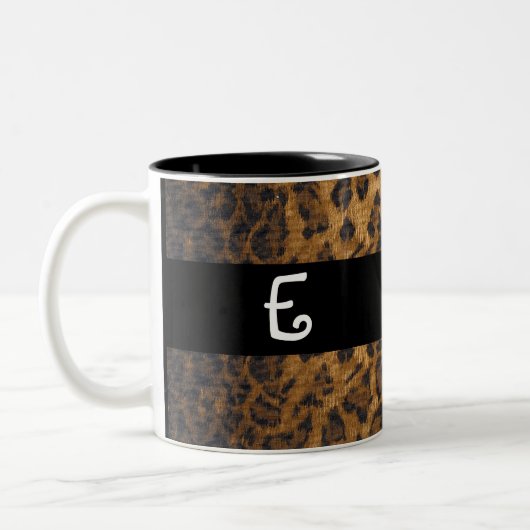 Leopard Print E monogram initiaal Coffee Mok Cup (Links)