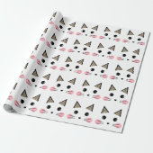 Leopard Print Ears Kitty Cat Face Cadeaupapier (Uitgerold)