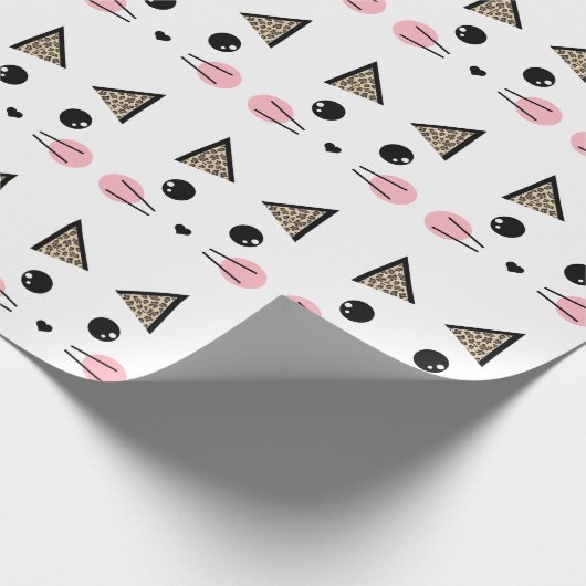 Leopard Print Ears Kitty Cat Face Cadeaupapier (Hoek)