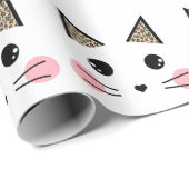 Leopard Print Ears Kitty Cat Face Cadeaupapier (Rol Hoek)
