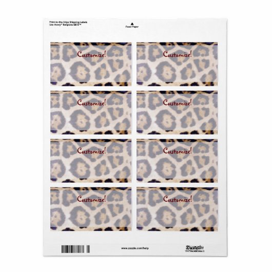 Leopard Print Echt Bont Kat Patroon Label (Full Sheet)