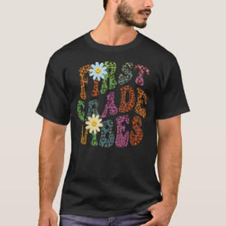Leopard print EERSTE GRADE VIBES Teacher Peace Lov T-shirt