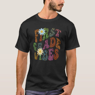 Leopard print EERSTE GRADE VIBES Teacher Peace Lov T-shirt