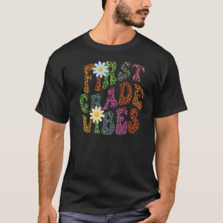 Leopard print EERSTE GRADE VIBES Teacher Peace Lov T-shirt
