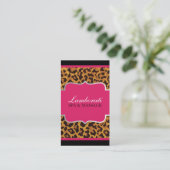 Leopard Print Elegant Designer Modern Roze Visitekaartje (Staand voorkant)