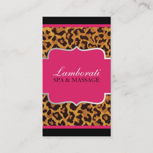 Leopard Print Elegant Designer Modern Roze Visitekaartje (Voorkant)