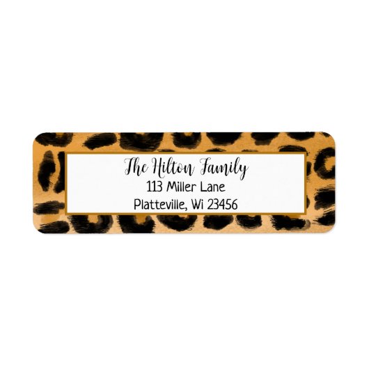Leopard Print Elegant Etiket (Voorkant)