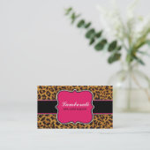 Leopard Print Elegant modern Classy Hot Pink Visitekaartje (Staand voorkant)