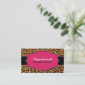 Leopard Print Elegant Moderne Mode Roze Visitekaartje (Staand voorkant)