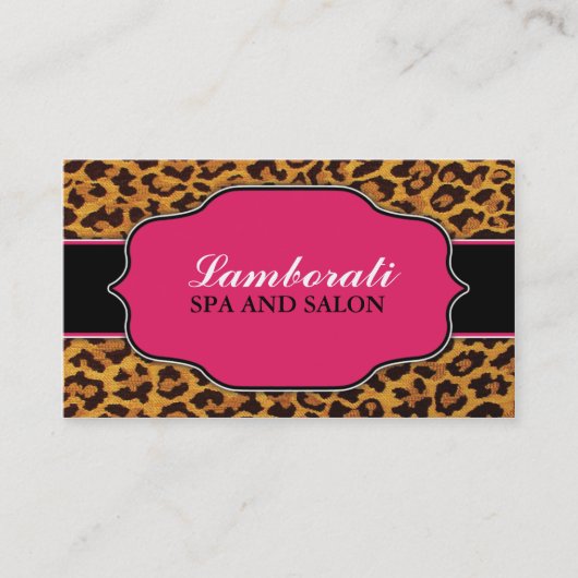 Leopard Print Elegant Moderne Mode Roze Visitekaartje (Voorkant)