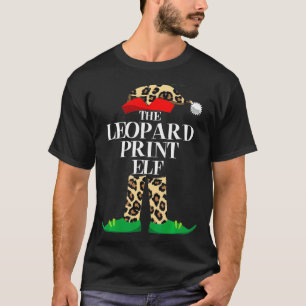 Leopard Print Elf Matching Group Family Elf Christ T-shirt