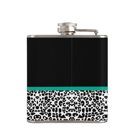 Leopard Print Emerald Green Ribbon Bow Naam Heupfles (Achterkant)