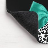 Leopard Print Emerald Green Ribbon Bow Naam Muismat (Hoek)