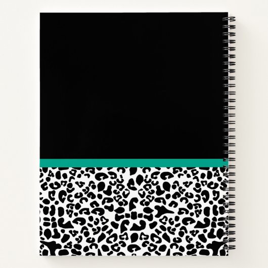 Leopard Print Emerald Green Ribbon Bow Naam Notitieboek (Achterkant)