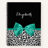 Leopard Print Emerald Green Ribbon Bow Naam Notitieboek (Voorkant)