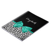 Leopard Print Emerald Green Ribbon Bow Naam Notitieboek (Linkerzijde)