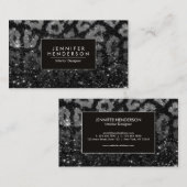 Leopard Print en Black Glitter Visitekaartje (Voorkant / Achterkant)