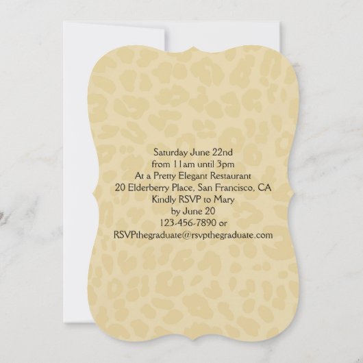 Leopard Print en Bow Afstuderen/partijuitnodiging Kaart (Achterkant)