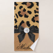 Leopard Print en Bow Badhanddoek (Badhanddoek)