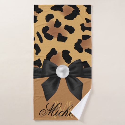 Leopard Print en Bow Badhanddoek (Badhanddoek)