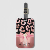 Leopard Print en Bow Bagagelabel (Voorkant (verticaal))