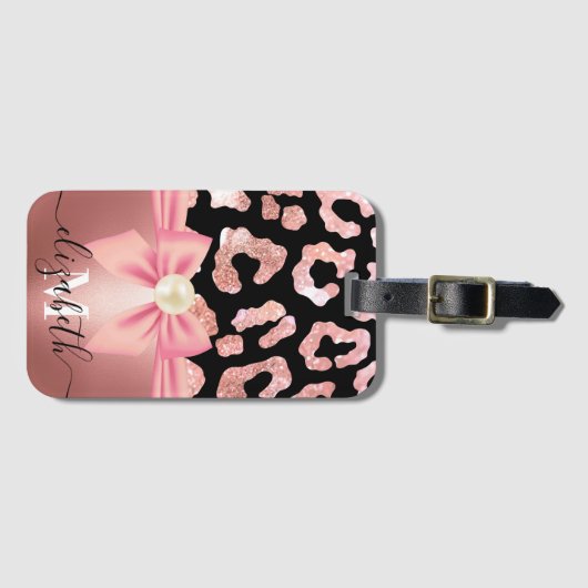 Leopard Print en Bow Bagagelabel (Voorkant (horizontaal))