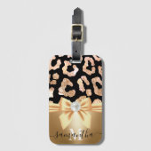 Leopard Print en Bow Bagagelabel (Voorkant (verticaal))