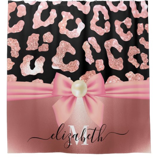Leopard Print en Bow Douchegordijn (Voorkant)
