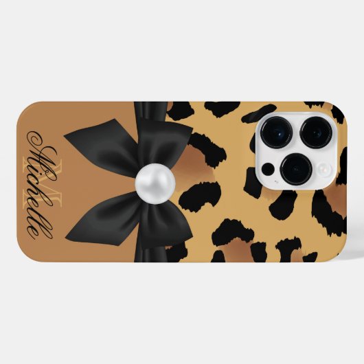 Leopard Print en Bow iPhone Hoesje (Achterkant horizontaal)