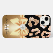 Leopard Print en Bow iPhone Hoesje (Achterkant horizontaal)