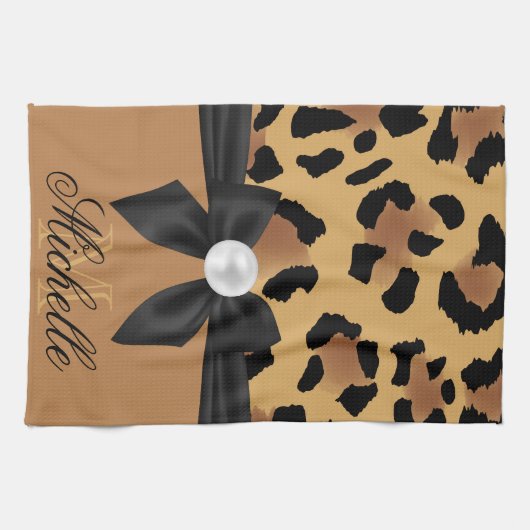 Leopard Print en Bow Theedoek (Horizontaal)