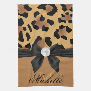 Leopard Print en Bow Theedoek