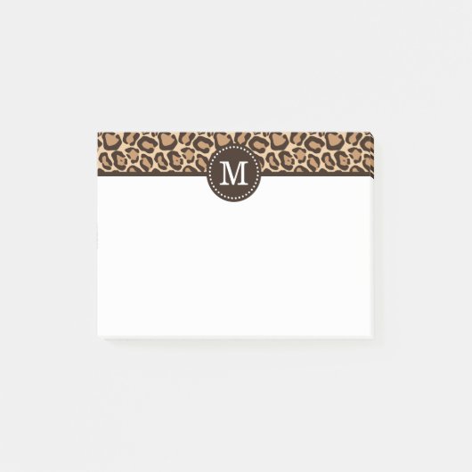 Leopard Print en Bruin Custom Monogram Post-it® Notes (Voorkant)
