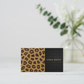 Leopard Print en Damask Visitekaartje (Staand voorkant)