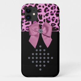 Leopard Print en Diamonds iPhone 11 Hoesje