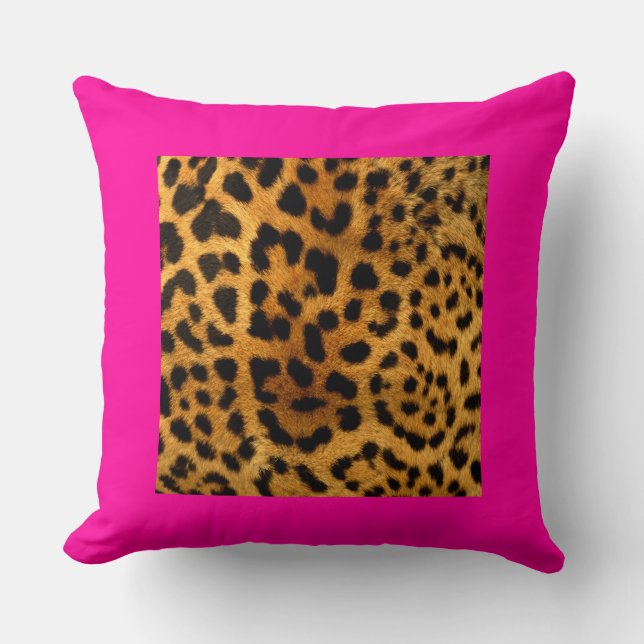 Leopard Print en Hot Pink Pillow in veel stijlen Kussen (Voorkant)