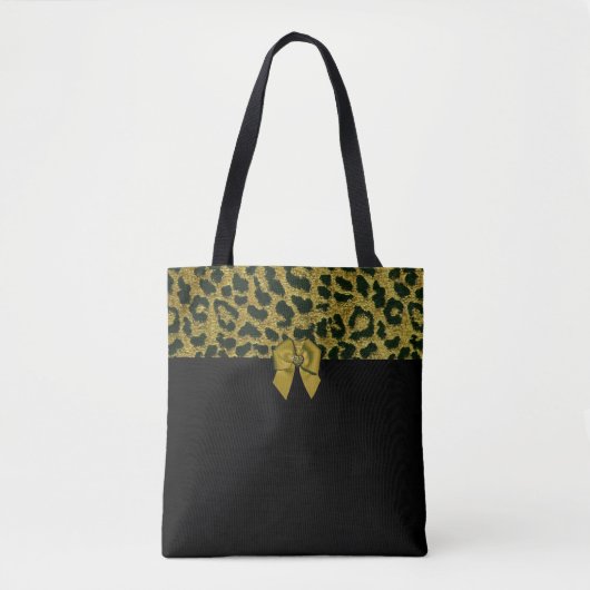 Leopard Print en Jeweled Bow Tote Bag (Voorkant)