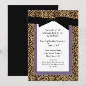 Leopard Print en Paarse Sweet 16 Uitnodiging (Voorkant / Achterkant)