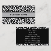 Leopard Print en Plain Black Visitekaartje (Voorkant / Achterkant)