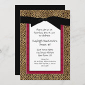 Leopard Print en Roze Sweet 16 Uitnodiging (Voorkant / Achterkant)