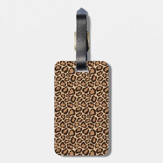 Leopard Print en Turquoise Custom Monogram Bagagelabel (Achterkant verticaal)