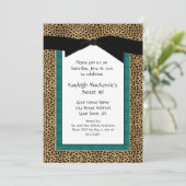 Leopard Print en Turquoise Sweet 16 Uitnodiging (Staand voorkant)