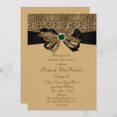 Leopard Print FAUX Emeralds Diamonds Sweet 16 Invi Kaart (Voorkant / Achterkant)